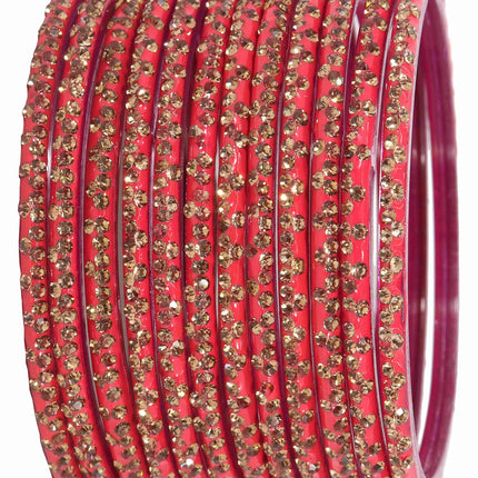 LAVAZZA Designer Glass Bangles Set with Diamond Stone For Women & Girls | Stylish Glass Bangles | Fancy Chudi Set | Traditional Women's Bangles | Fashion Jewellery- Set of 12