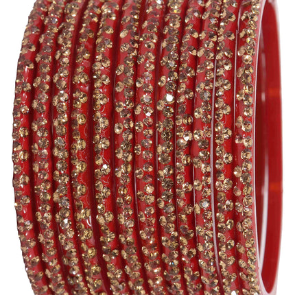 LAVAZZA Designer Glass Bangles Set with Diamond Stone For Women & Girls | Stylish Glass Bangles | Fancy Chudi Set | Traditional Women's Bangles | Fashion Jewellery- Set of 12