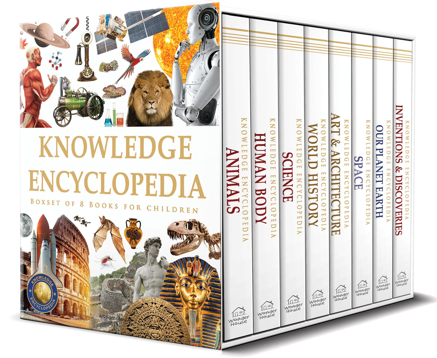 Knowledge Encyclopedia Boxed Set 8 Hardcover Books For Kids Age Group 10+ Total No. Of Pages 1536 192 Pages Per Book Of A4 Size Topics-World History Space Planet Earth Inventions & Discoveries