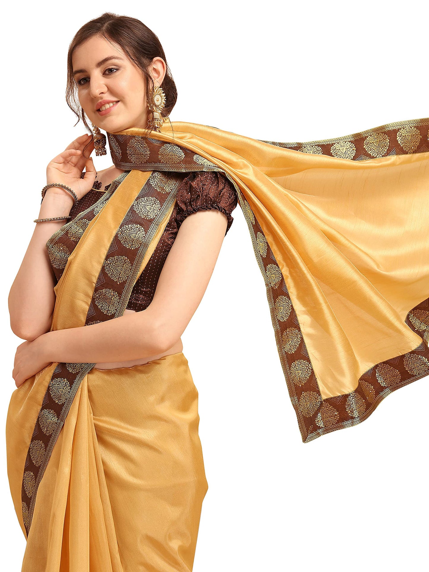 EthnicJunction Women's Silk Blend Printed Saree With Blouse Piece