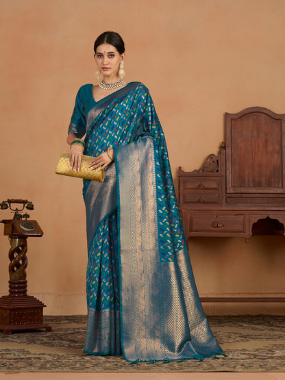 MIMOSA Women's Woven Design Kanjivaram Style Art Silk Saree With Blouse Piece : SSA0000908