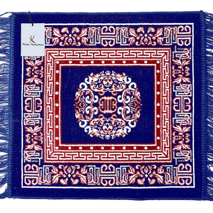 Kuber Industries 4 Pieces Velvet Prayer Mat/Aasan/Pooja Mat/Meditation Mat/Multipurpose Velvet Rug Mat 2 Ft X 2 Ft (Royal Blue) CTKTC33929