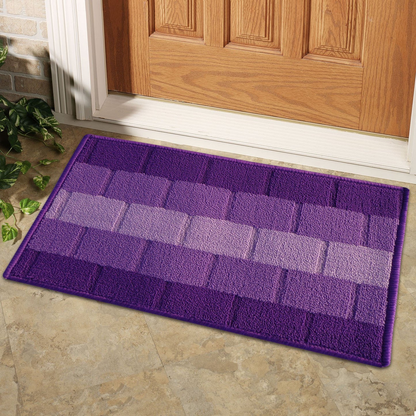 Status Contract Anti Slip Front Door Mat|(15"x23") Living Room Rug for Entrance Doors|Polypropylene Floor Mats Home|Essential Small Rugs for Office, Bedroom & Kitchen| (Purple)