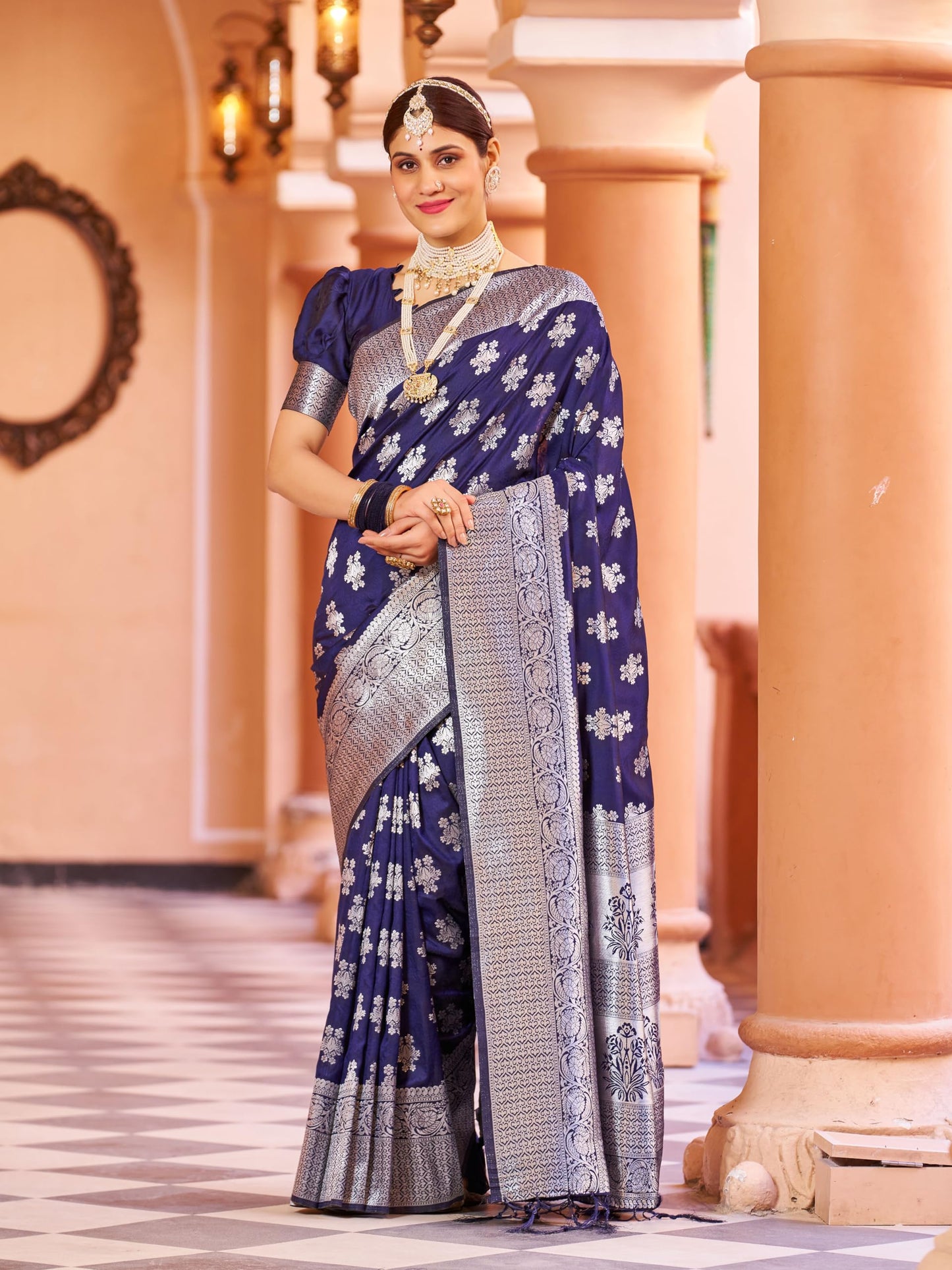 SWORNOF Womens Kanjivaram Banarasi Silk Saree Kanchipuram Patola saree