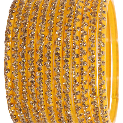 LAVAZZA Designer Glass Bangles Set with Diamond Stone For Women & Girls | Stylish Glass Bangles | Fancy Chudi Set | Traditional Women's Bangles | Fashion Jewellery- Set of 12