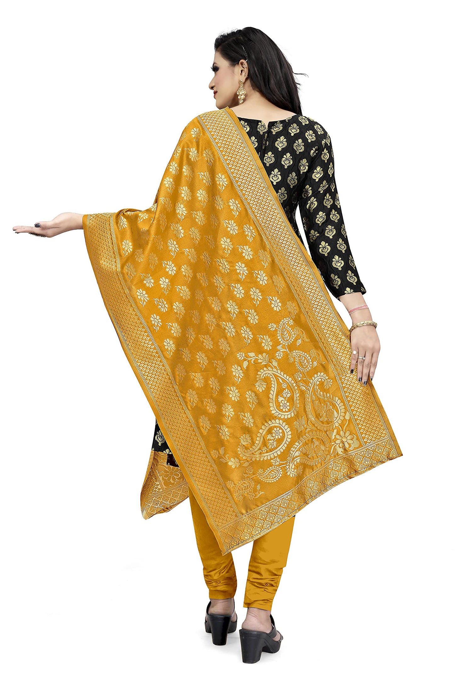 EthnicJunction Women's Banarasi Silk Blend Unstitched Salwar Suit Material