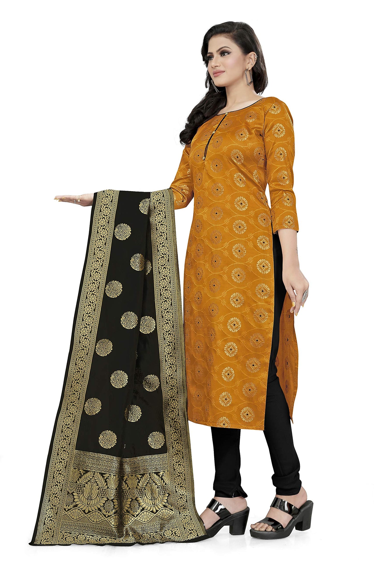 EthnicJunction Women's Banarasi Silk Unstitched Salwar Suit Dress Material Material With Banarasi Dupatta