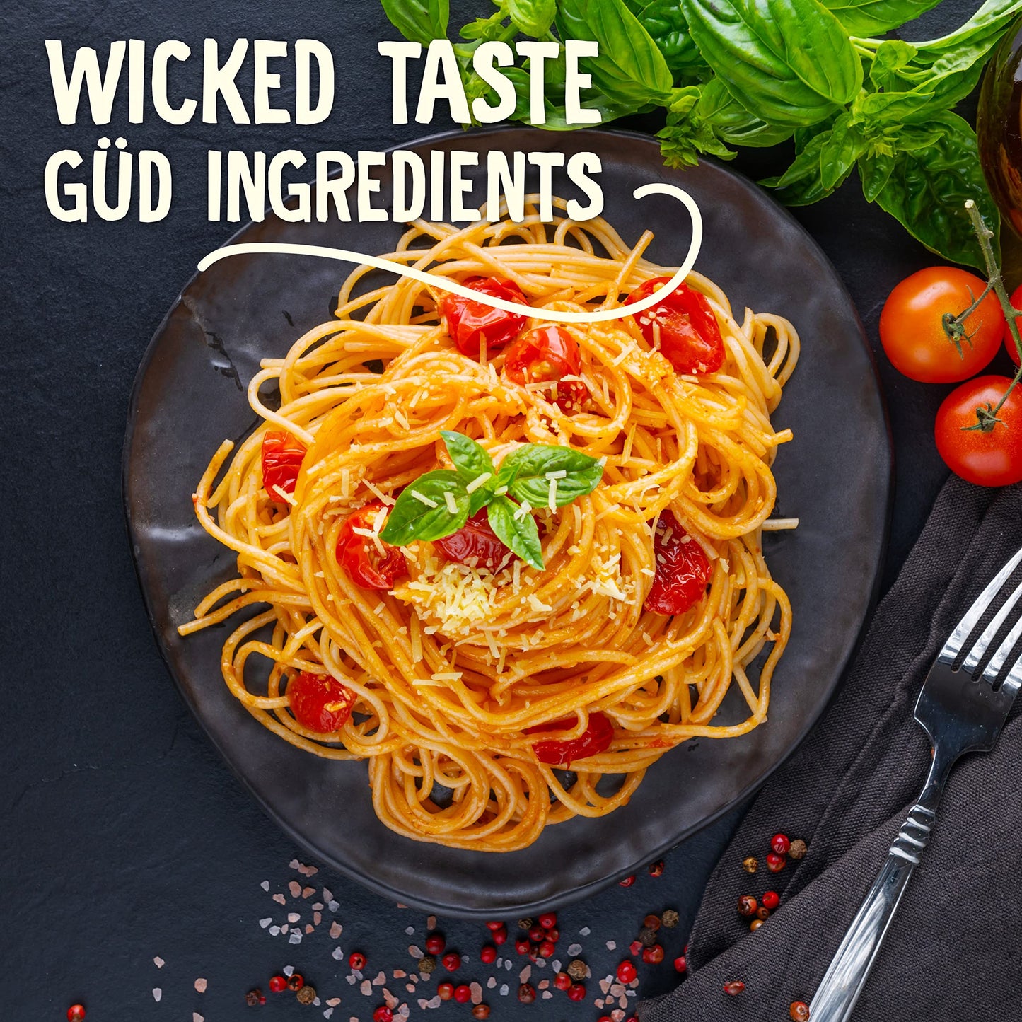 WickedGud 2X Fiber Spaghetti Pasta | No Maida | Durum Wheat Semolina | Brown Rice | Red Lentils | Healthy Diet Pasta - 400gm