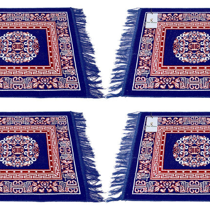 Kuber Industries 4 Pieces Velvet Prayer Mat/Aasan/Pooja Mat/Meditation Mat/Multipurpose Velvet Rug Mat 2 Ft X 2 Ft (Royal Blue) CTKTC33929