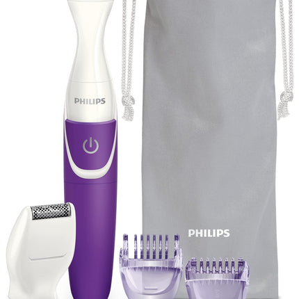 Philips Body Trimmer for Women, Skin Safe with Rounded Tips, 2in1 Trim or Shave, Hair Removal for Intimate Areas, Arms, Legs & Body, No Skin Irritation, Travel Friendly I 2 Year Warranty - BRT383/15