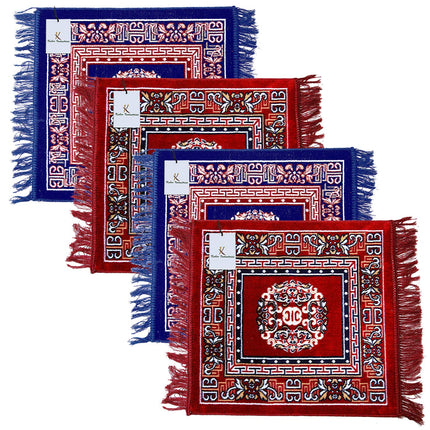 Kuber Industries 4 Pieces Velvet Prayer Mat/Aasan/Pooja Mat/Meditation Mat/Multipurpose Velvet Rug Mat 2 Ft X 2 Ft (Royal Blue) CTKTC33929