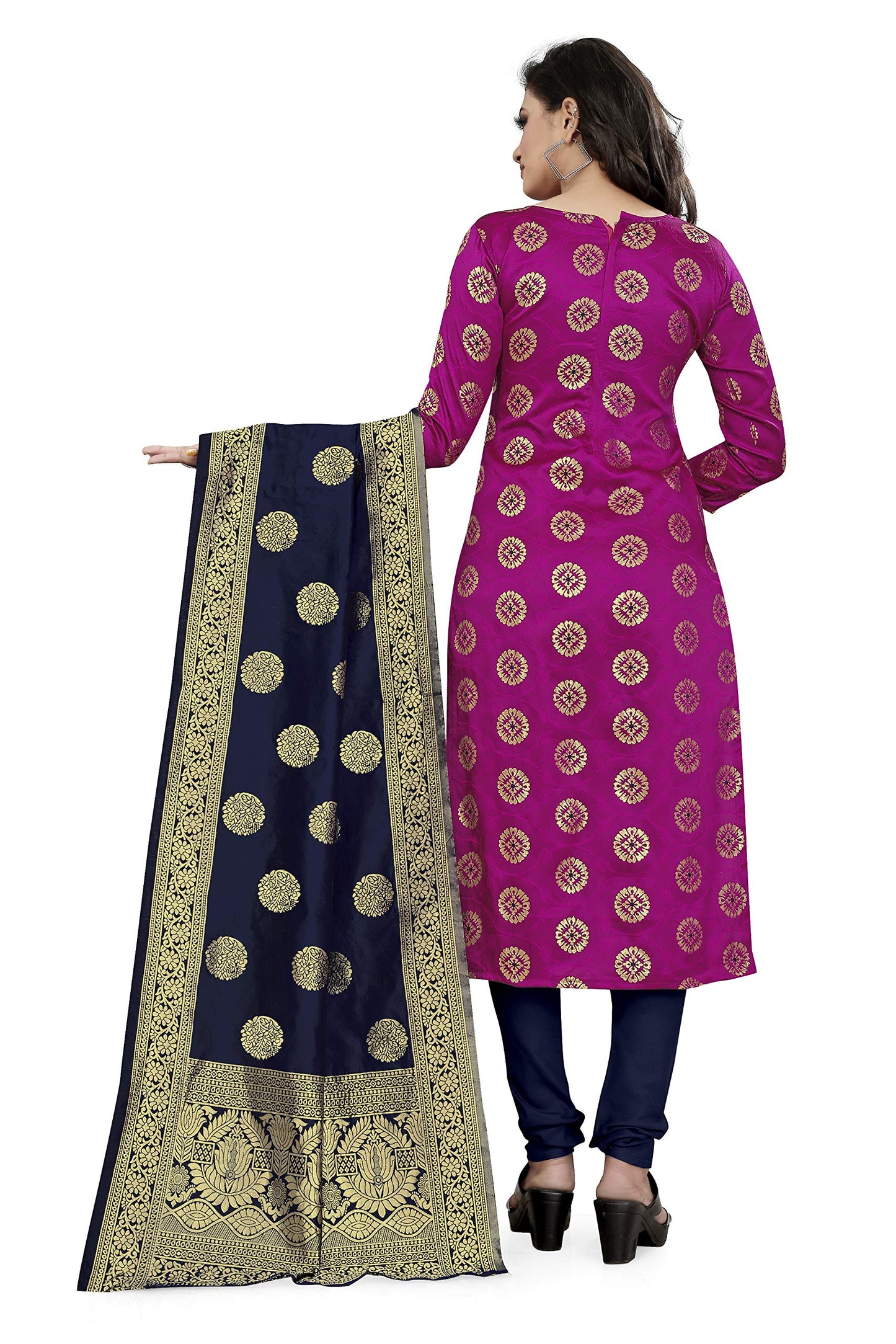 EthnicJunction Women's Banarasi Silk Unstitched Salwar Suit Dress Material Material With Banarasi Dupatta