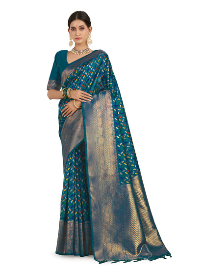 MIMOSA Women's Woven Design Kanjivaram Style Art Silk Saree With Blouse Piece : SSA0000908