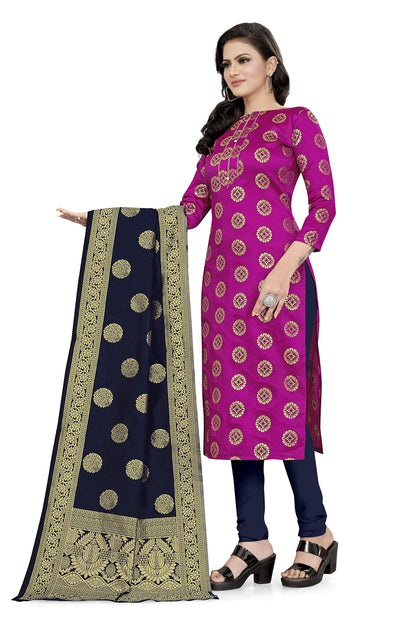 EthnicJunction Women's Banarasi Silk Unstitched Salwar Suit Dress Material Material With Banarasi Dupatta