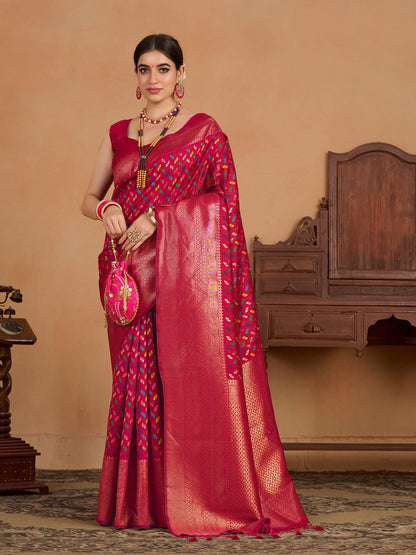 MIMOSA Women's Woven Design Kanjivaram Style Art Silk Saree With Blouse Piece : SSA0000908