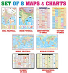 India & World Map ( Both Political & Physical ) with Constitution of India, Indian History, Indian Economy & Geographical Terms Chart | Set Of 8 | Useful for UPSC and other competitive exam preparation | by Hivex Publication 