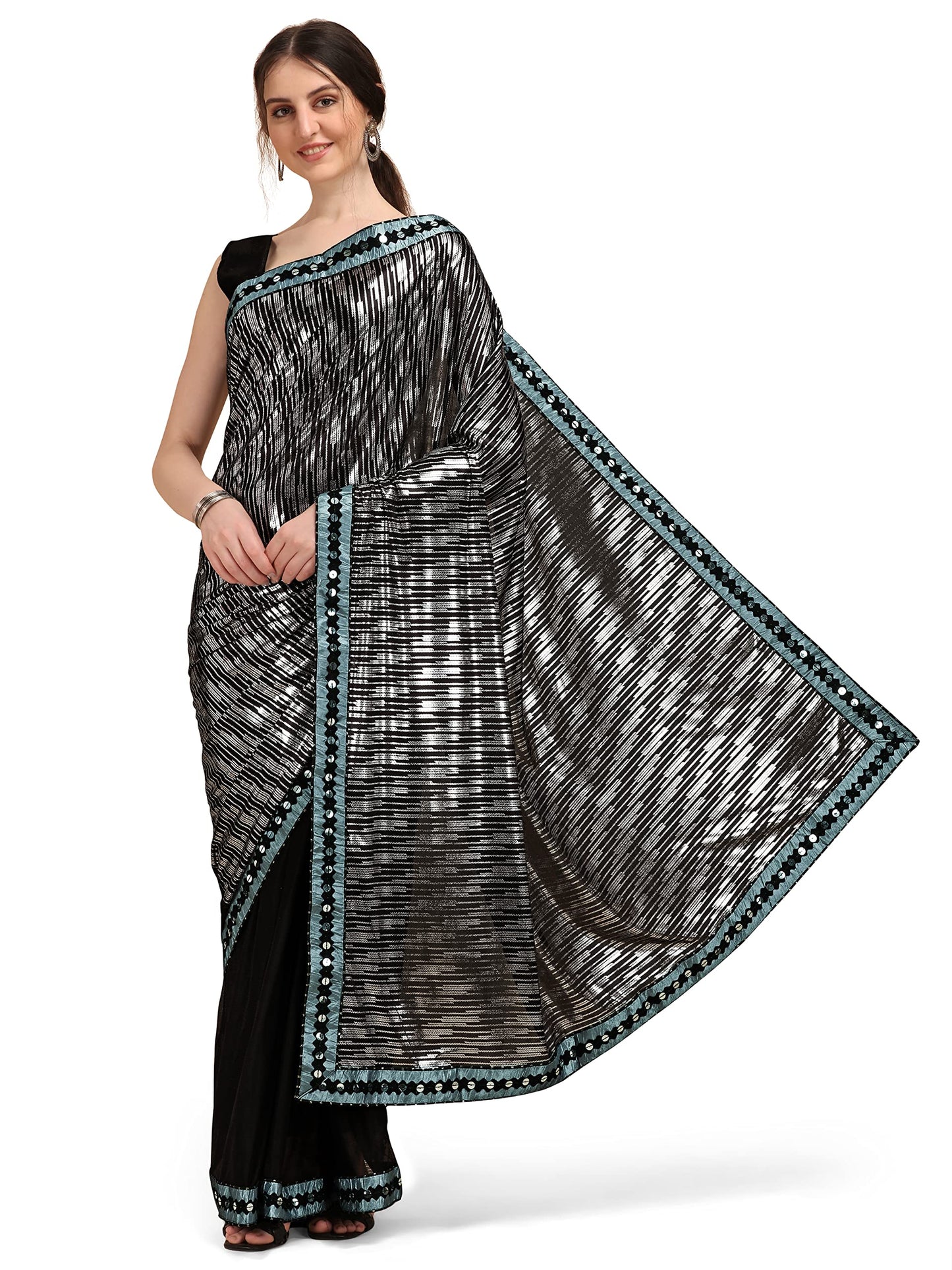 EthnicJunction Women's Silk Blend Printed Saree With Blouse Piece