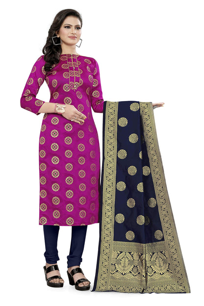 EthnicJunction Women's Banarasi Silk Unstitched Salwar Suit Dress Material Material With Banarasi Dupatta