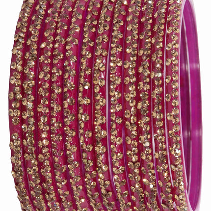 LAVAZZA Designer Glass Bangles Set with Diamond Stone For Women & Girls | Stylish Glass Bangles | Fancy Chudi Set | Traditional Women's Bangles | Fashion Jewellery- Set of 12