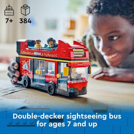 LEGO City Red Double-Decker Sightseeing Bus Toy 60407 Building Blocks Toys for 7+ Gift for Boys and Girls