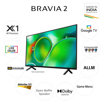 Sony BRAVIA 2 Series 108 cm (43 inches) 4K Ultra HD Smart LED Google TV K-43S20 (Black) 