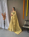 Tissue Woven Silk Saree Ivory White Saris & Lehengas