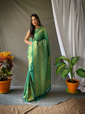 Pure Kanjeevaram Silk #1 Rama Green Saris & Lehengas