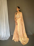 Peach Hasti Cotton Muslin Woven Saree Saris & Lehengas