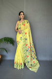 Yellow Shalini Cotton Jamdani Woven Saree 