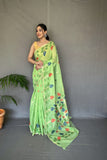 Green Shalini Cotton Jamdani Woven Saree Saris & Lehengas