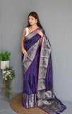 Soft Silk Woven Checks Violet Saris & Lehengas