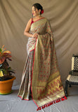 Grey Rajkoti Patola Silk Zari Woven Saree Saris & Lehengas
