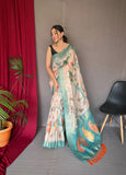 Pure Chanderi Banarasi Silk Saree Powder Blue