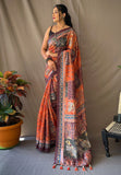 Cotton Kalamkari Printed Saree Sunrise Orange Saris & Lehengas