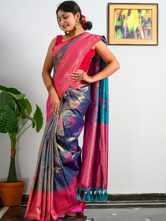 Pure Kanjeevaram Meenakari Woven Saree Purple Haze Saris & Lehengas