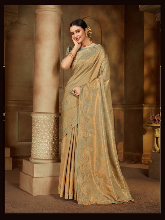 Pure Kanjeevaram Silk Maharani Grey Saris & Lehengas